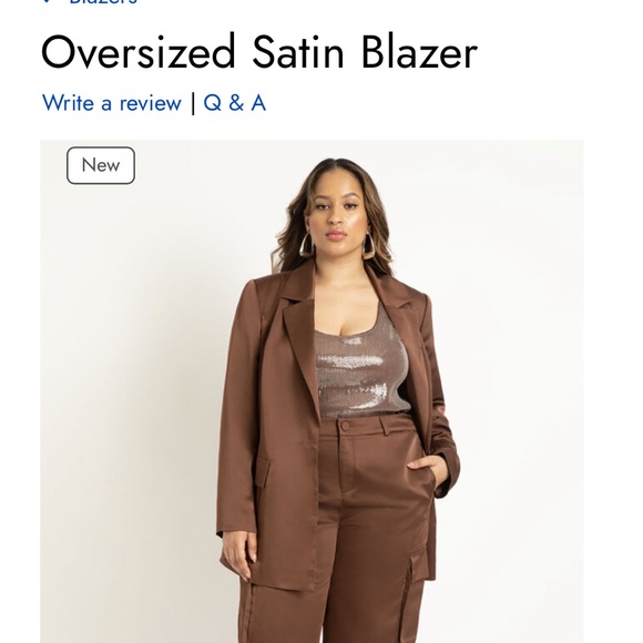 Eloquii Oversized Satin Blazer - Picture 1 of 8